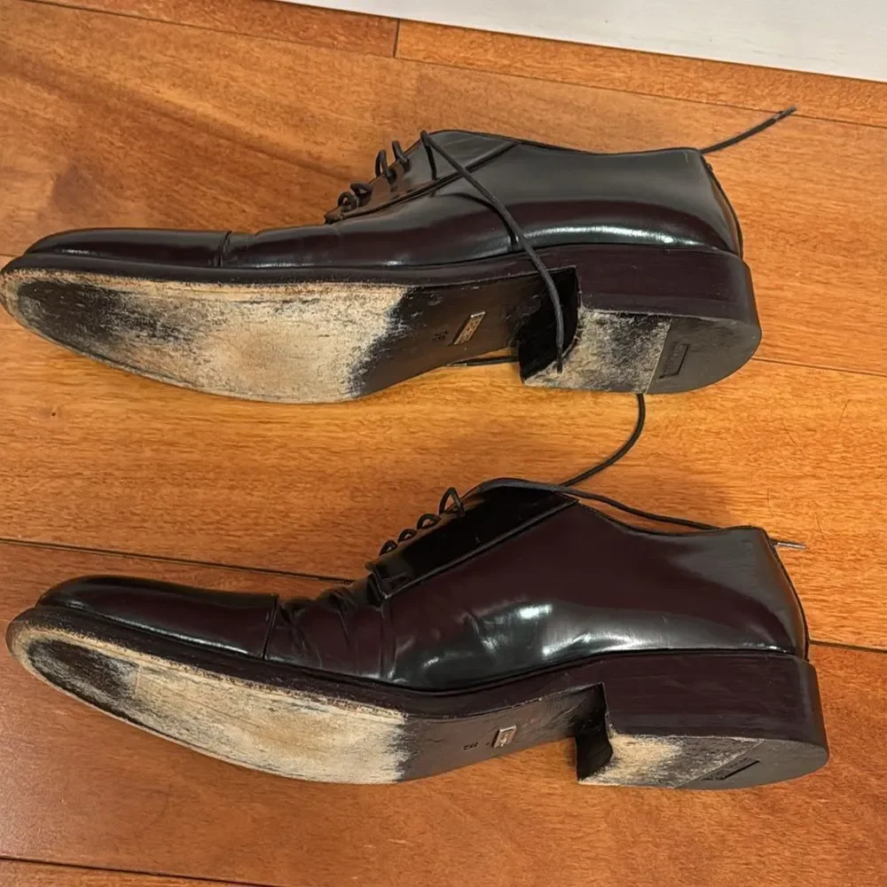 Gucci Mens Black Leather Italy‎ Lace up Dress Shoes Size 9D - Picture 6 of 10